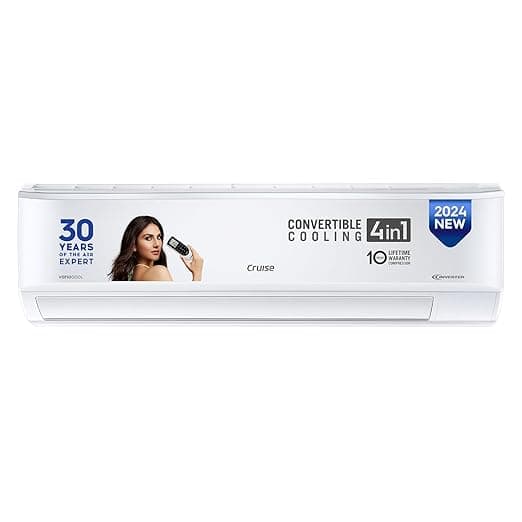 Cruise 1.5 Ton 3 Star Inverter Split AC with 7-Stage Air Filtration (100% Copper, Convertible 4-in-1, PM 2.5 Filter, 2024 Model, CWCVBK-VQ1W173, White)